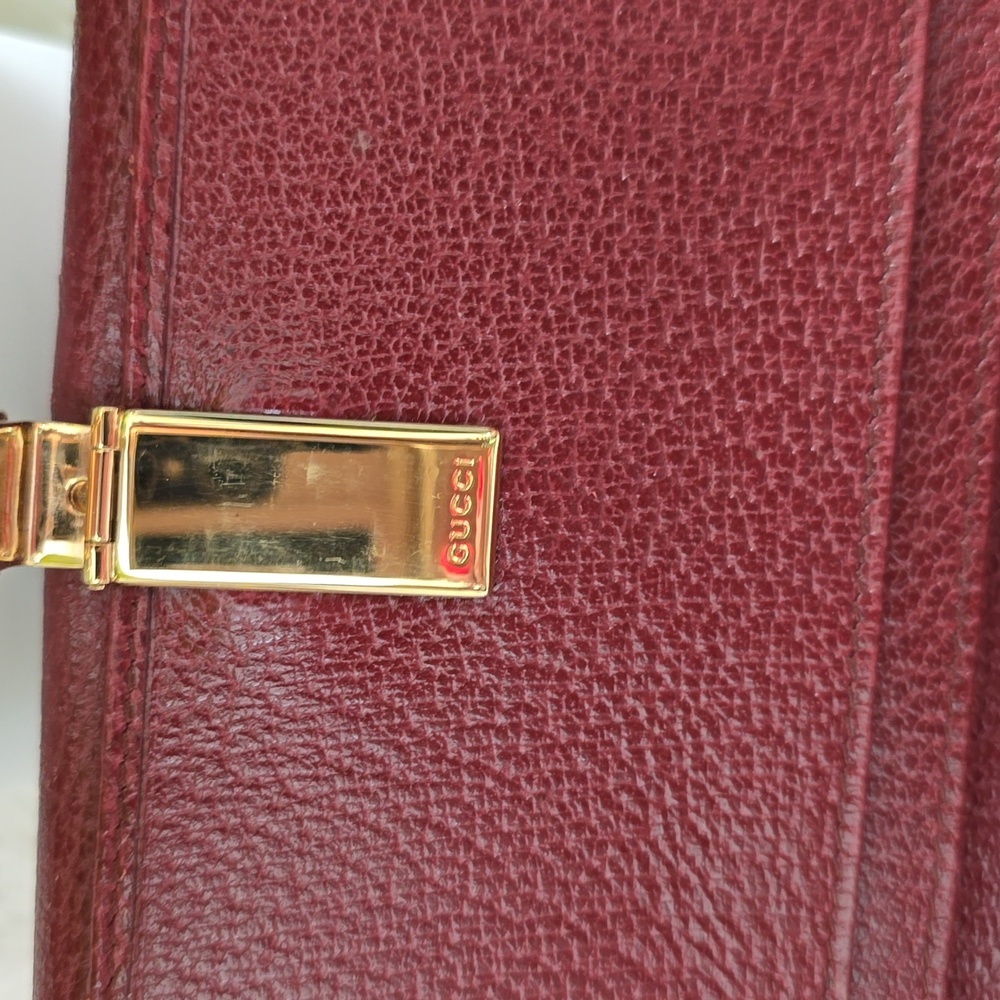 Gucci Vintage Burgundy Leather Long Wallet with COA, EUC - Picture 7 of 13